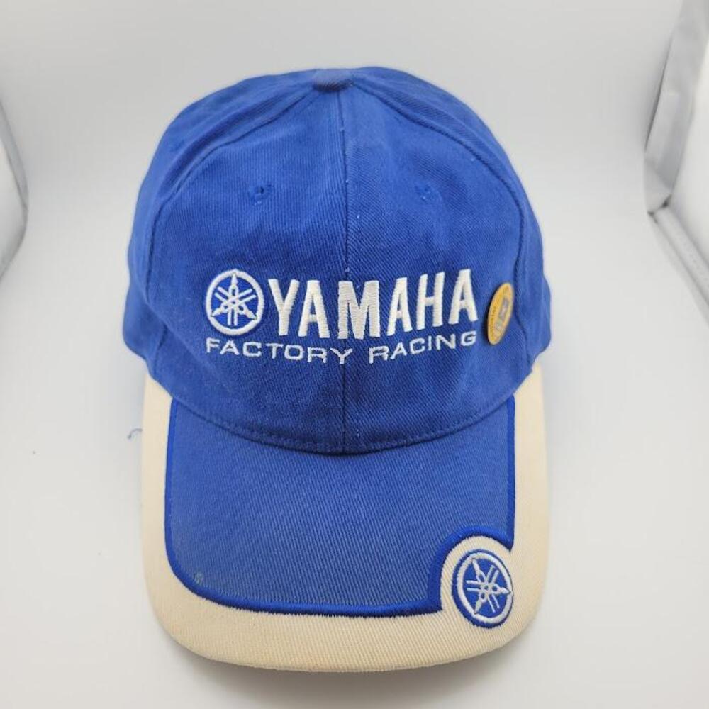 Yamaha Factory Racing Hat Cap Fitted Mens Blue White MotoGP Motorcycle Racing